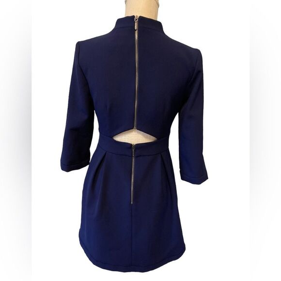 Nicole Miller Atelier - NWT Navy Blue Sheath Dress with Mock Neck - Picture 2 of 9
